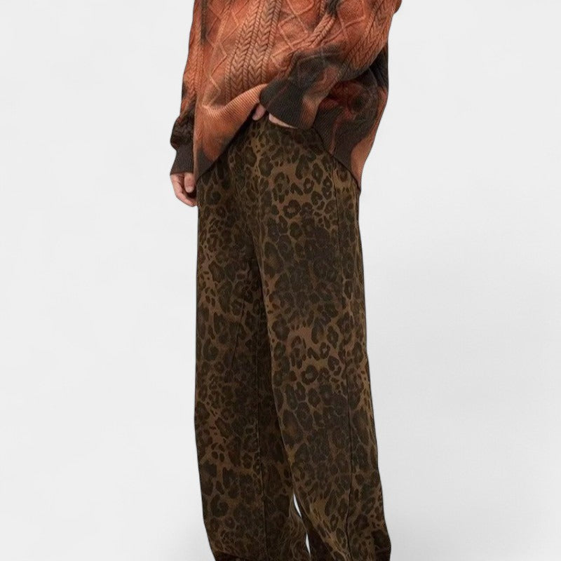 Gleame.-Broeken-Gleame Luipaard Jeans - Dames casual jeans met wijde pijpen