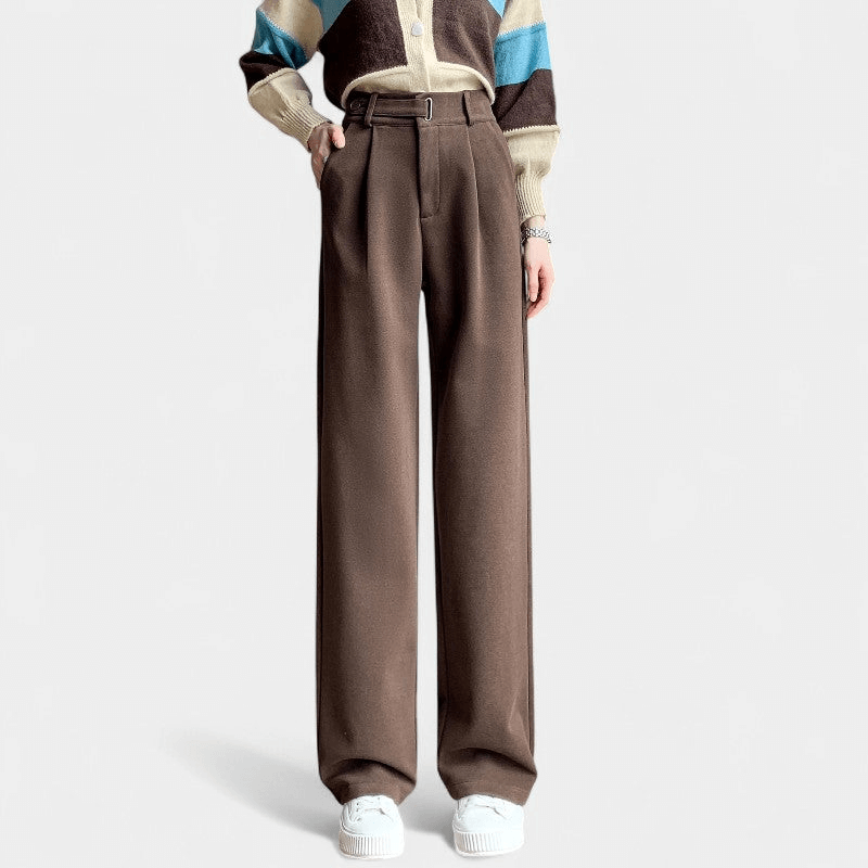 Gleame Pantalon - Dames lange broek met hoge taille