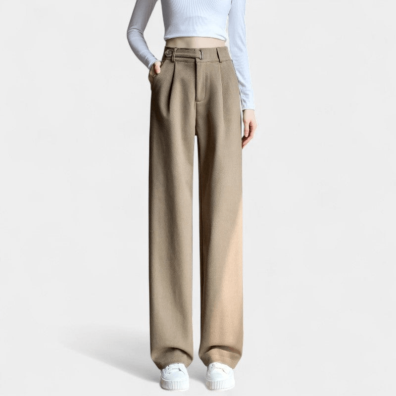 Gleame Pantalon - Dames lange broek met hoge taille