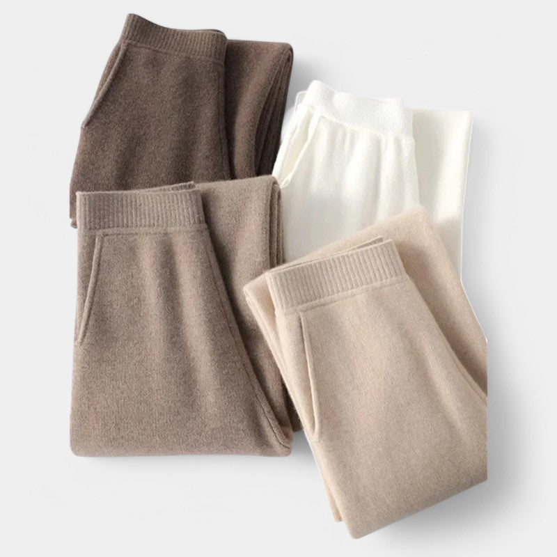 Gleame Joggingbroek - Cashmere sweatpants voor dames met hoge taille en wijde pijpen