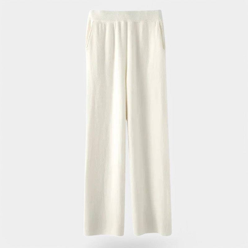 Gleame Sweatpants - Cashmere jogging broek voor dames met hoge taille en wijde pijpen