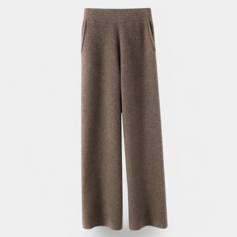 Gleame Joggingbroek - Cashmere sweatpants voor dames met hoge taille en wijde pijpen