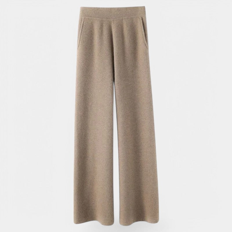 Gleame Sweatpants - Cashmere jogging broek voor dames met hoge taille en wijde pijpen