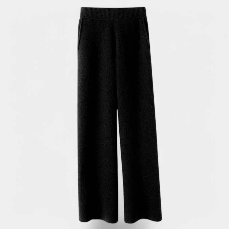 Gleame Sweatpants - Cashmere jogging broek voor dames met hoge taille en wijde pijpen