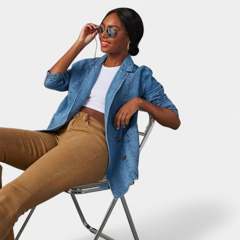 Gleame.-Denim Blazer-Gleame Denim Blazer - Tijdloze blazer in casual denimstijl