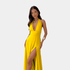 Gleame.-Dresses-Gleame Jurk - Elegante halter maxi dress met open rug en hoge split