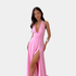 Gleame.-Dresses-Gleame Jurk - Elegante halter maxi dress met open rug en hoge split