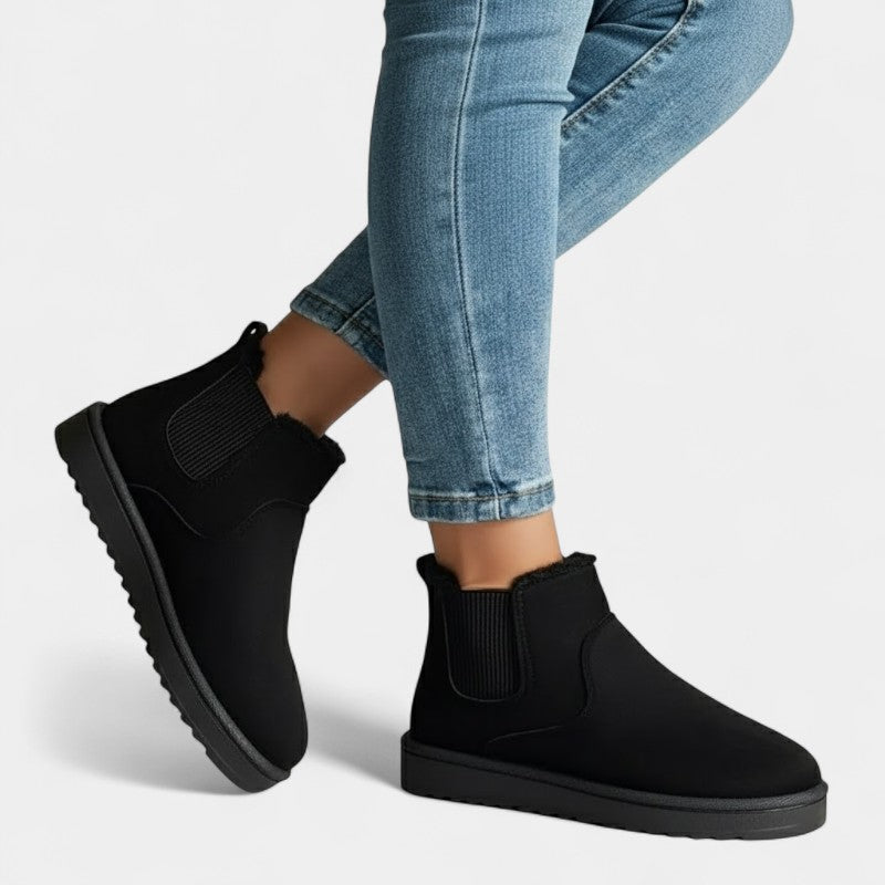 Gleame.-Enkellaars-Gleame | Dames Gevoerde Enkellaarzen met Plateauzool en Elastische Inzet