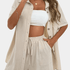 Gleame.-Gleame 2-Delig set - Dames casual korte mouwen blouse en high-waisted short met ceintuur