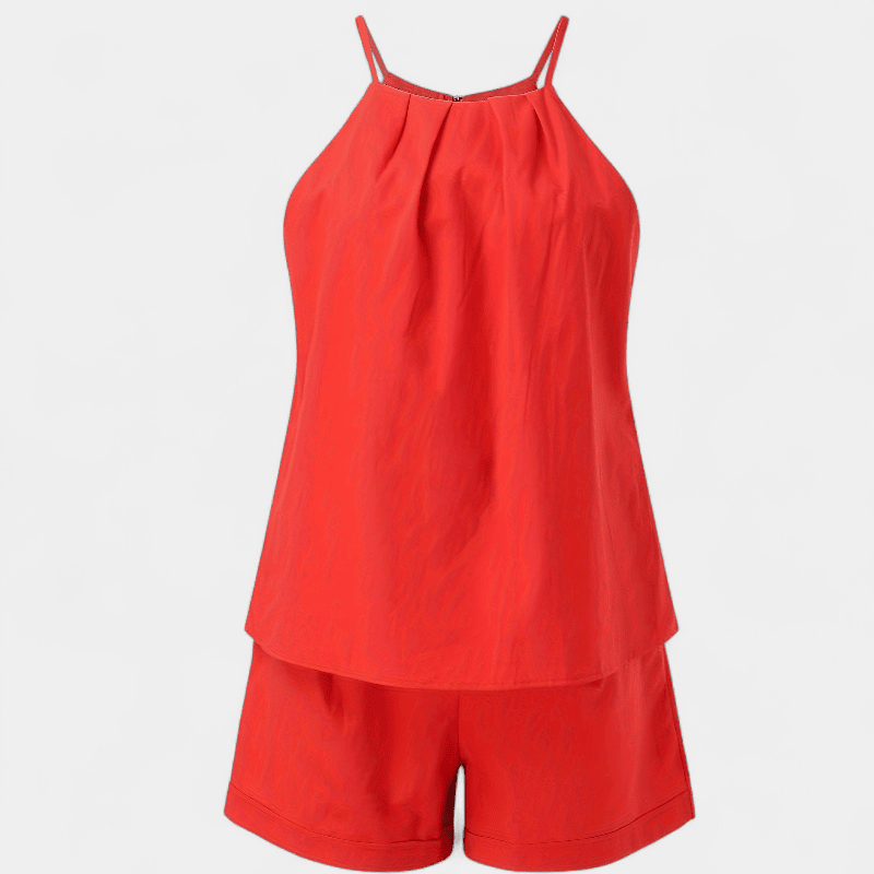 Gleame.-Gleame 2-delig set - Dames casual mouwloze top en korte broek met zakken