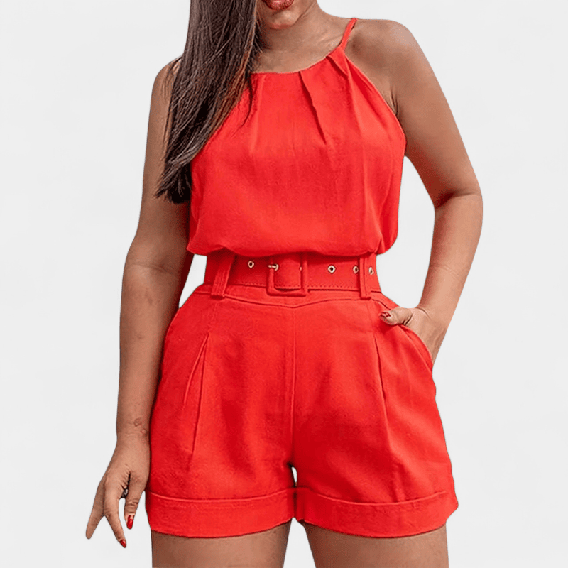 Gleame.-Gleame 2-delig set - Dames casual mouwloze top en korte broek met zakken