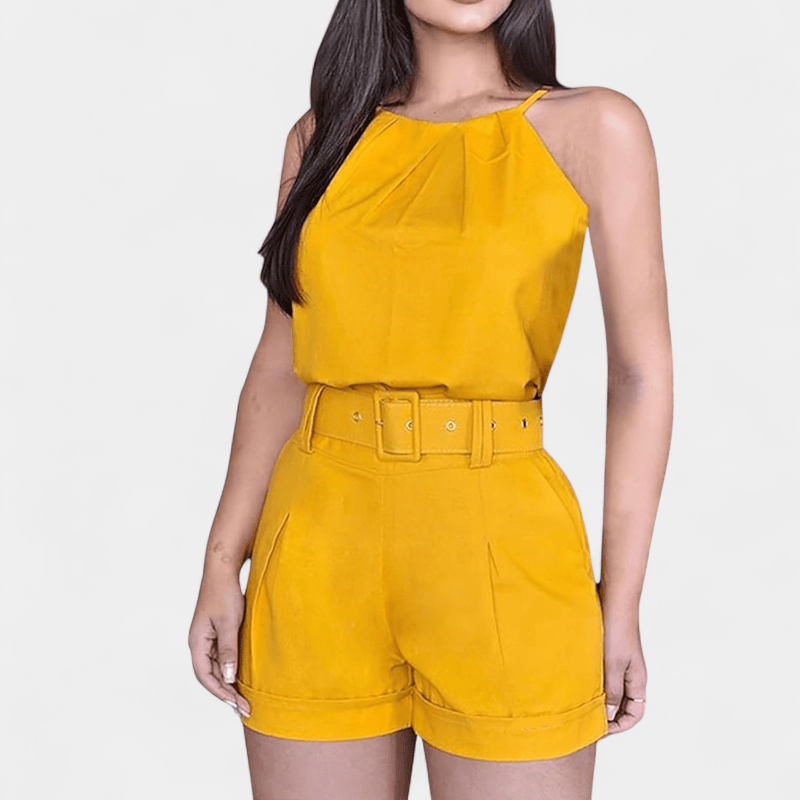 Gleame.-Gleame 2-delig set - Dames casual mouwloze top en korte broek met zakken