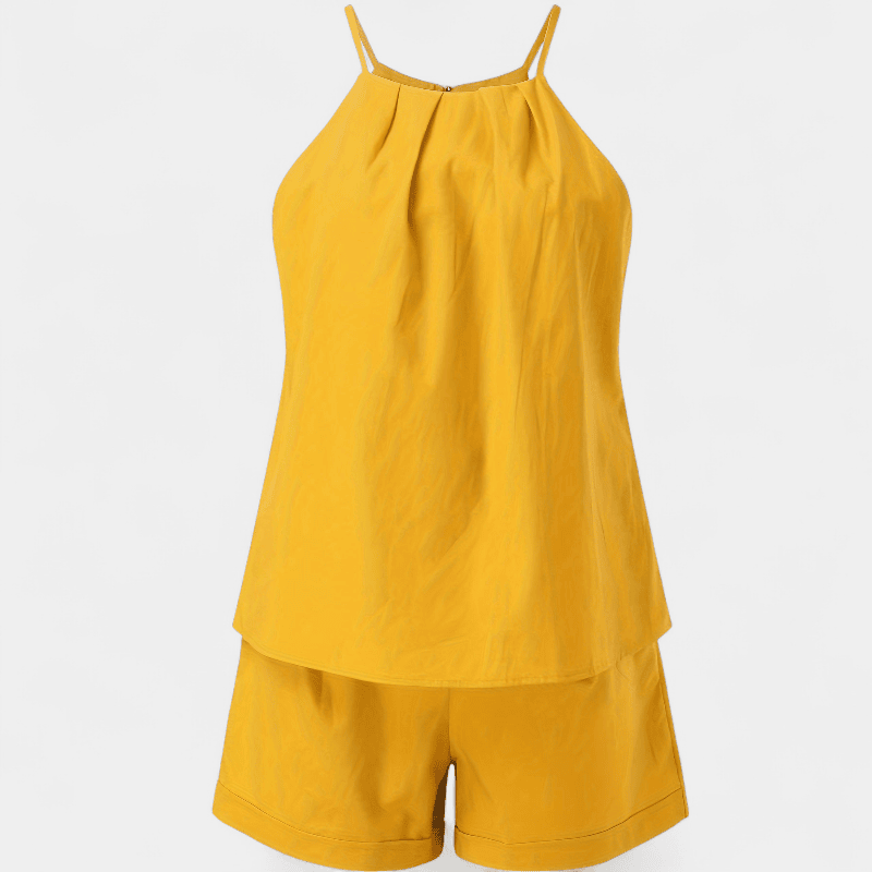 Gleame.-Gleame 2-delig set - Dames casual mouwloze top en korte broek met zakken