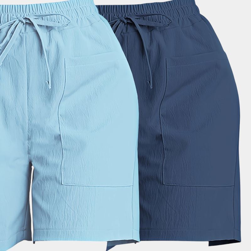 Gleame.-Gleame 2-delig set - Dames casual shorts met dubbele zakken in effen kleuren