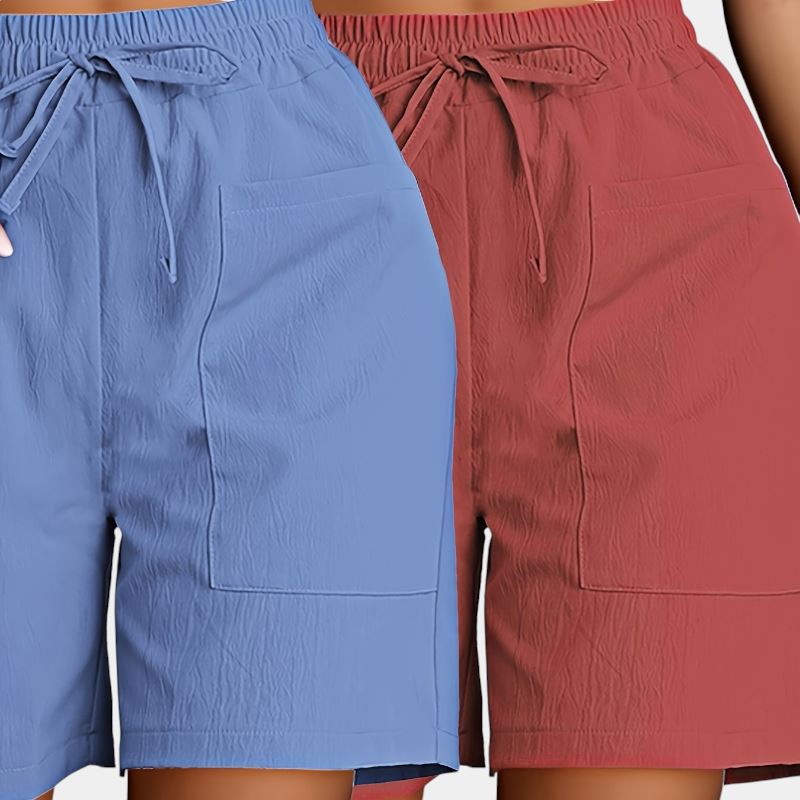 Gleame.-Gleame 2-delig set - Dames casual shorts met dubbele zakken in effen kleuren