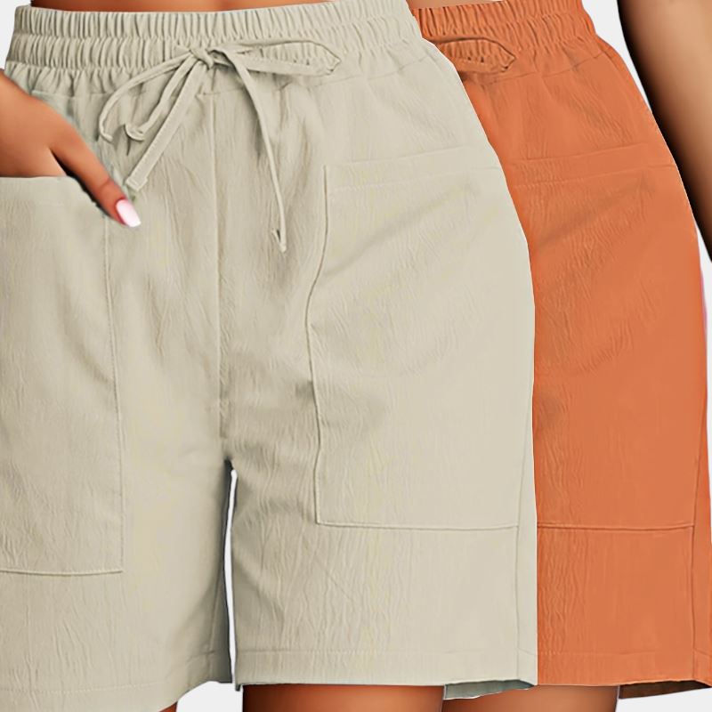 Gleame.-Gleame 2-delig set - Dames casual shorts met dubbele zakken in effen kleuren