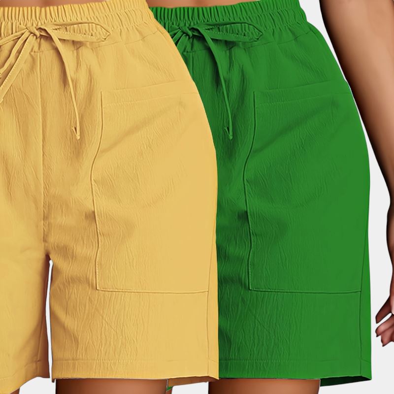Gleame.-Gleame 2-delig set - Dames casual shorts met dubbele zakken in effen kleuren