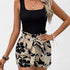 Gleame.-Gleame 2-delig set - Dames elegante mouwloze top en bloemenprint short met ceintuur