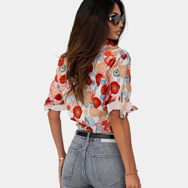 Gleame.-Gleame Blouse - Kleurrijke dames blouse met bloemmotief