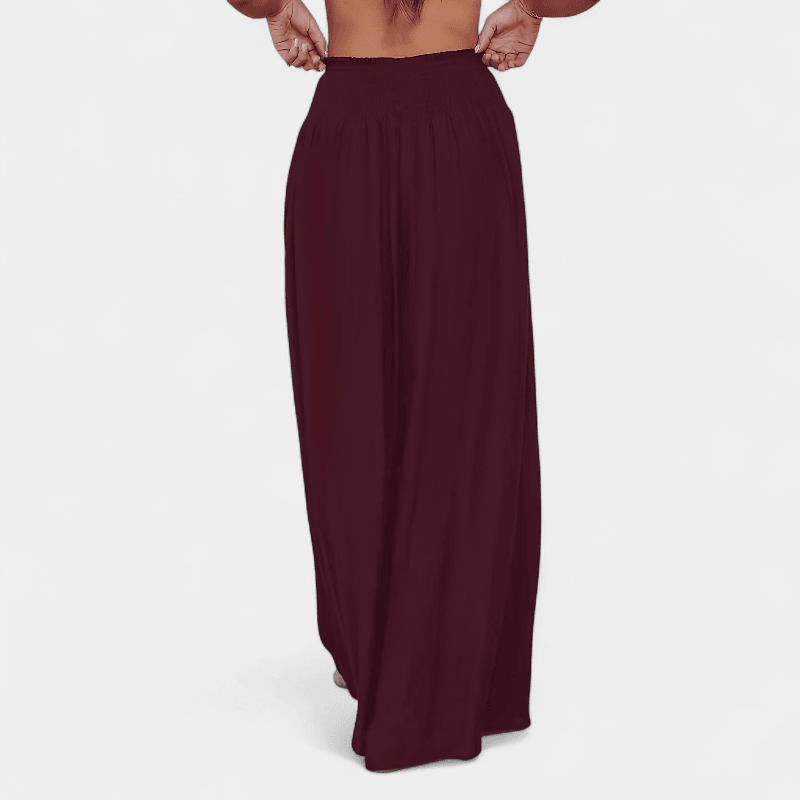 Gleame.-Gleame Broek - Casual wijde pijpen met elastische taille en schuine zakken