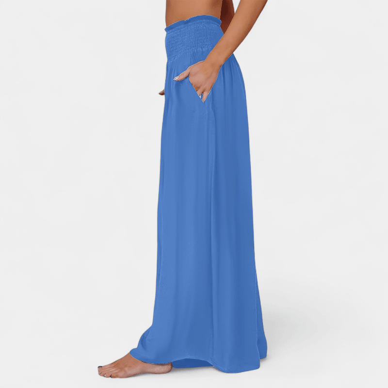 Gleame.-Gleame Broek - Casual wijde pijpen met elastische taille en schuine zakken