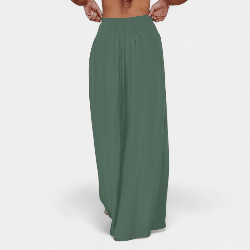 Gleame.-Gleame Broek - Casual wijde pijpen met elastische taille en schuine zakken