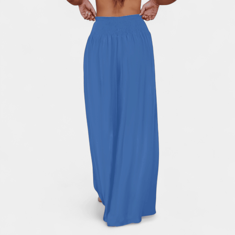 Gleame.-Gleame Broek - Casual wijde pijpen met elastische taille en schuine zakken