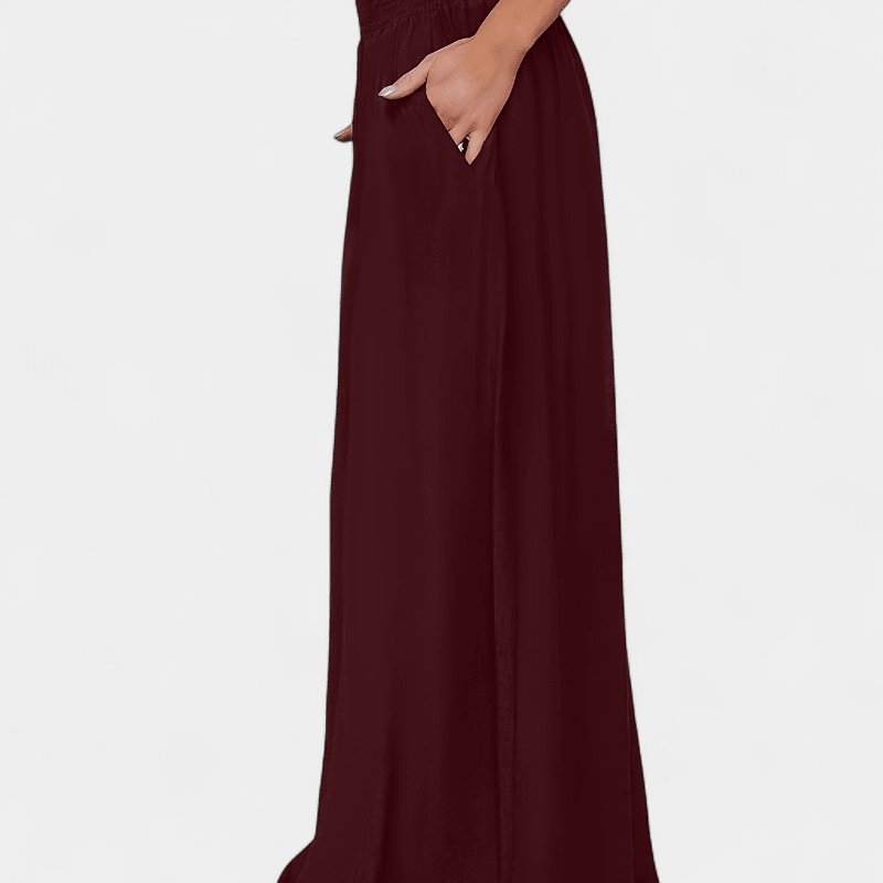 Gleame.-Gleame Broek - Casual wijde pijpen met elastische taille en schuine zakken