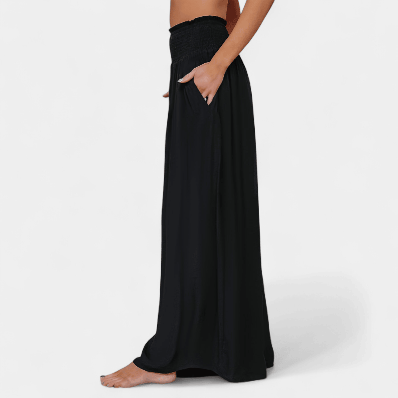 Gleame.-Gleame Broek - Casual wijde pijpen met elastische taille en schuine zakken