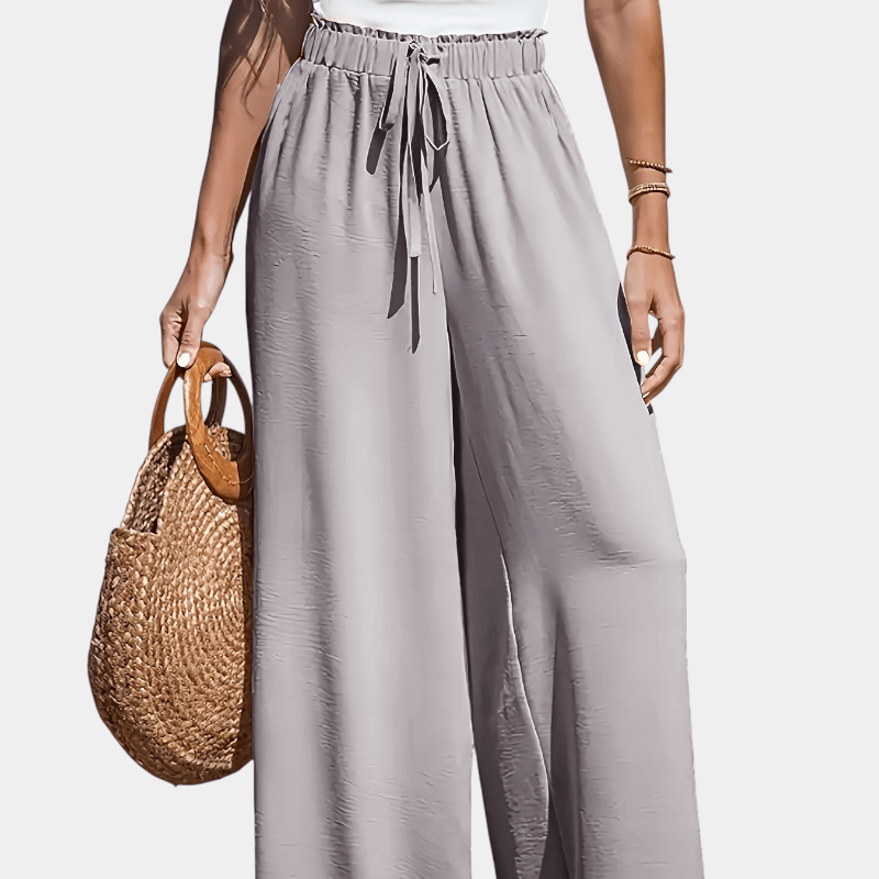 Gleame.-Gleame Broek - comfortabele en luchtige broek met hoge taille en wijde pijpen