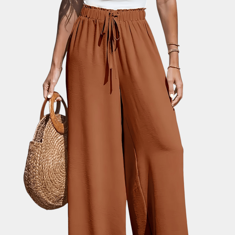 Gleame.-Gleame Broek - comfortabele en luchtige broek met hoge taille en wijde pijpen