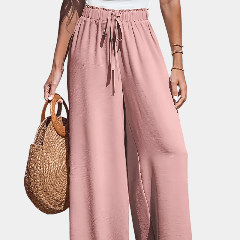 Gleame.-Gleame Broek - comfortabele en luchtige broek met hoge taille en wijde pijpen