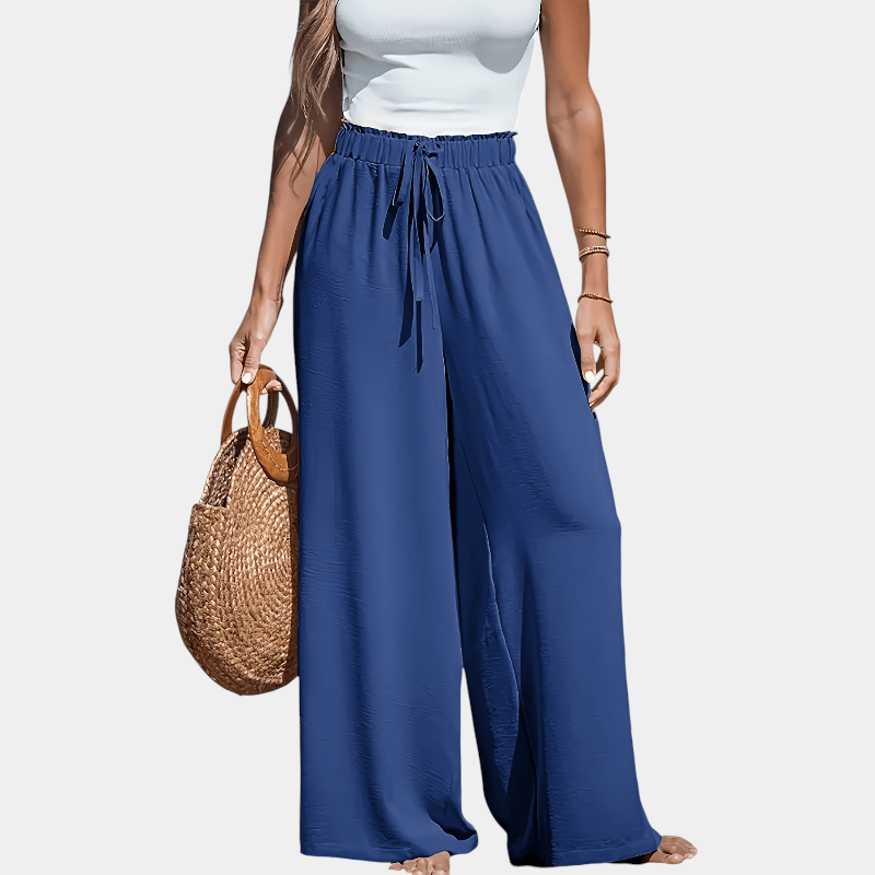 Gleame.-Gleame Broek - comfortabele en luchtige broek met hoge taille en wijde pijpen