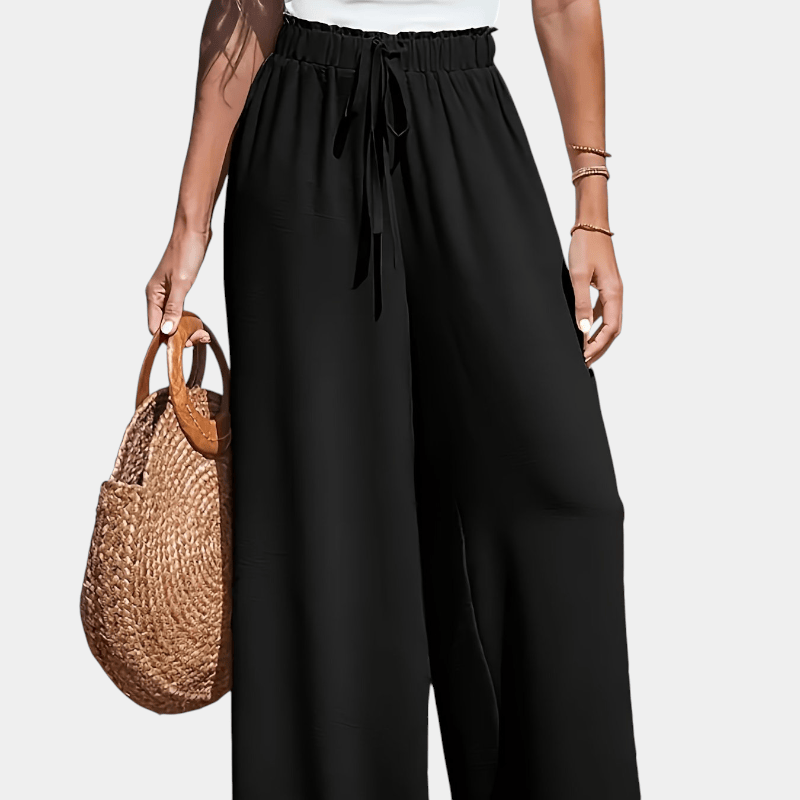 Gleame.-Gleame Broek - comfortabele en luchtige broek met hoge taille en wijde pijpen