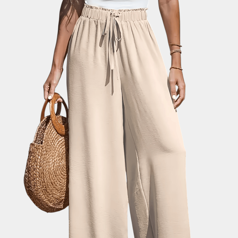 Gleame.-Gleame Broek - comfortabele en luchtige broek met hoge taille en wijde pijpen