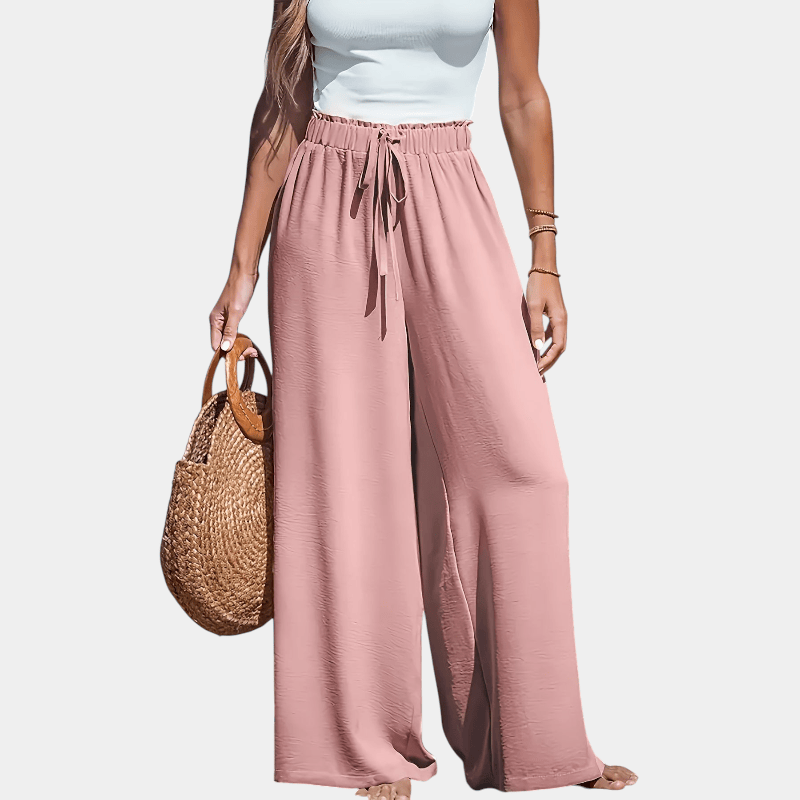 Gleame.-Gleame Broek - comfortabele en luchtige broek met hoge taille en wijde pijpen