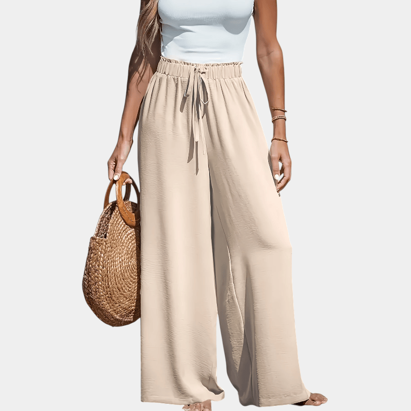 Gleame.-Gleame Broek - comfortabele en luchtige broek met hoge taille en wijde pijpen