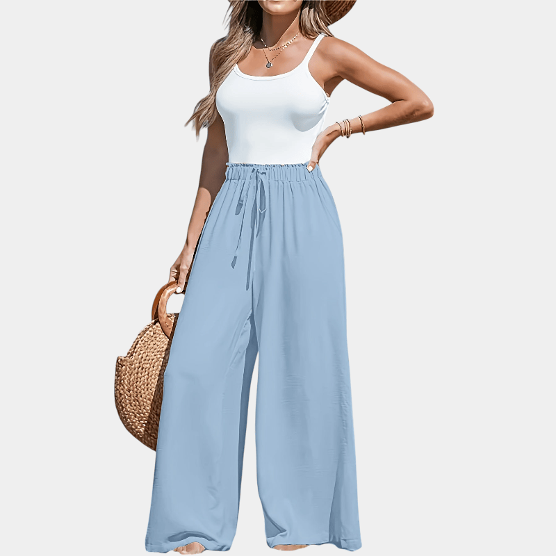 Gleame.-Gleame Broek - comfortabele en luchtige broek met hoge taille en wijde pijpen