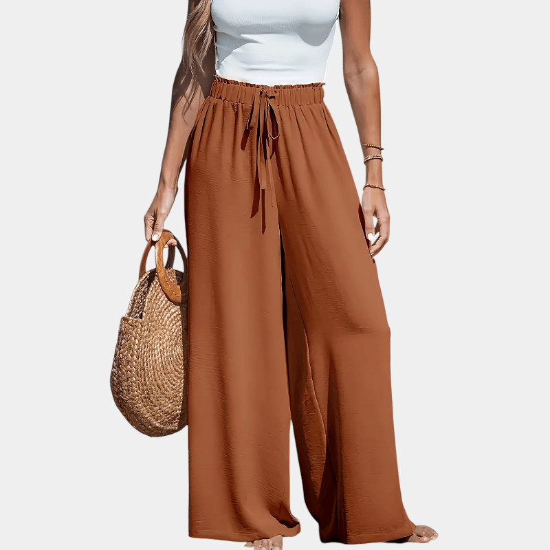 Gleame.-Gleame Broek - comfortabele en luchtige broek met hoge taille en wijde pijpen