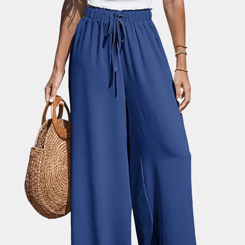 Gleame.-Gleame Broek - comfortabele en luchtige broek met hoge taille en wijde pijpen