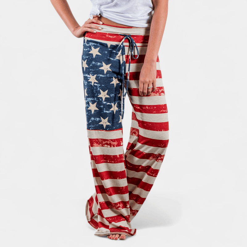 Gleame.-Gleame Broek - Plus size wijde pijpen met bloemenprint en trekkoord, comfortabele lounge stijl