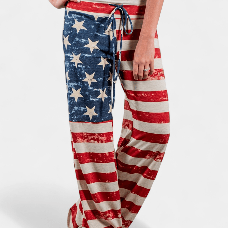 Gleame.-Gleame Broek - Plus size wijde pijpen met bloemenprint en trekkoord, comfortabele lounge stijl