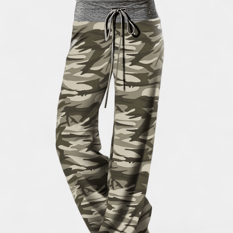 Gleame.-Gleame Broek - Plus size wijde pijpen met bloemenprint en trekkoord, comfortabele lounge stijl