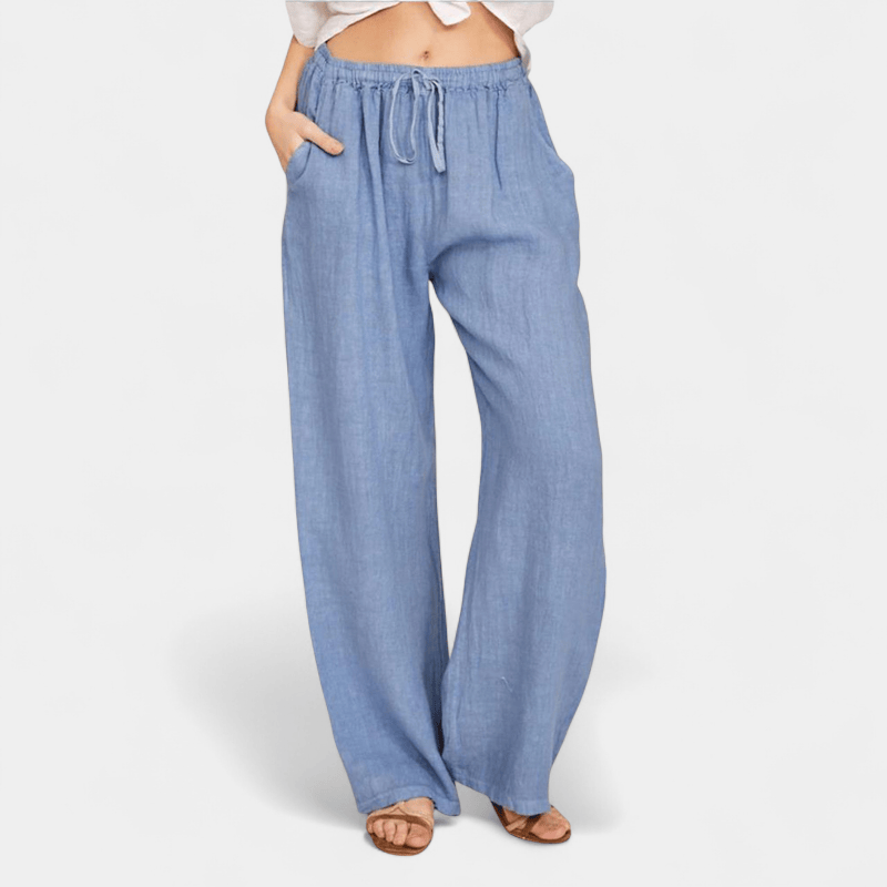 Gleame.-Gleame Broek - Dames wijde broek met ceintuur en losse pasvorm