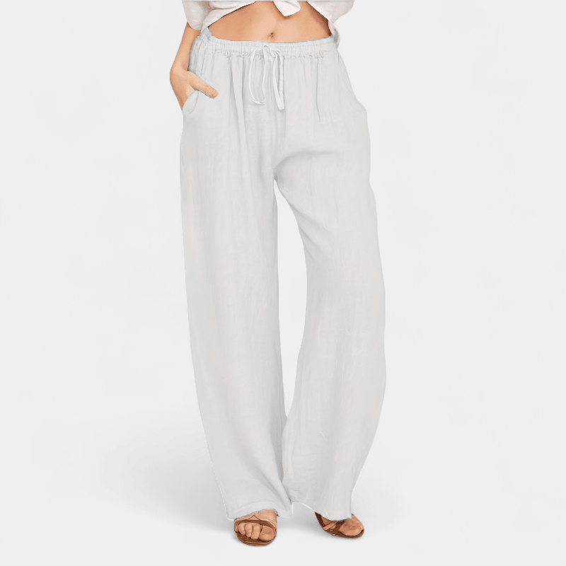 Gleame.-Gleame Broek - Dames wijde broek met ceintuur en losse pasvorm