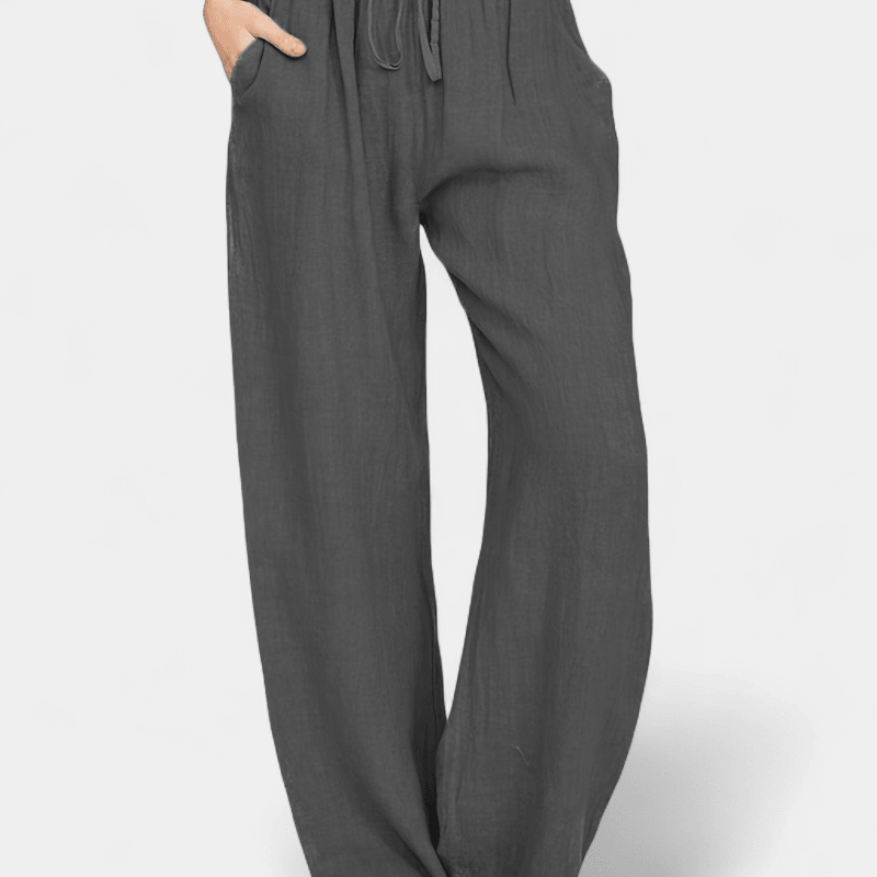 Gleame.-Gleame Broek - Dames wijde broek met ceintuur en losse pasvorm