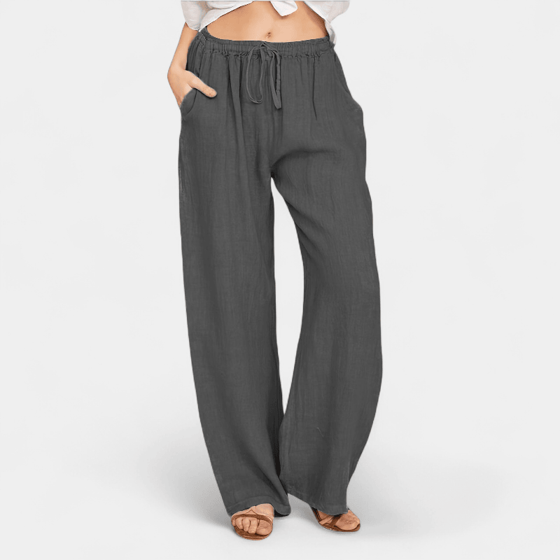 Gleame.-Gleame Broek - Dames wijde broek met ceintuur en losse pasvorm