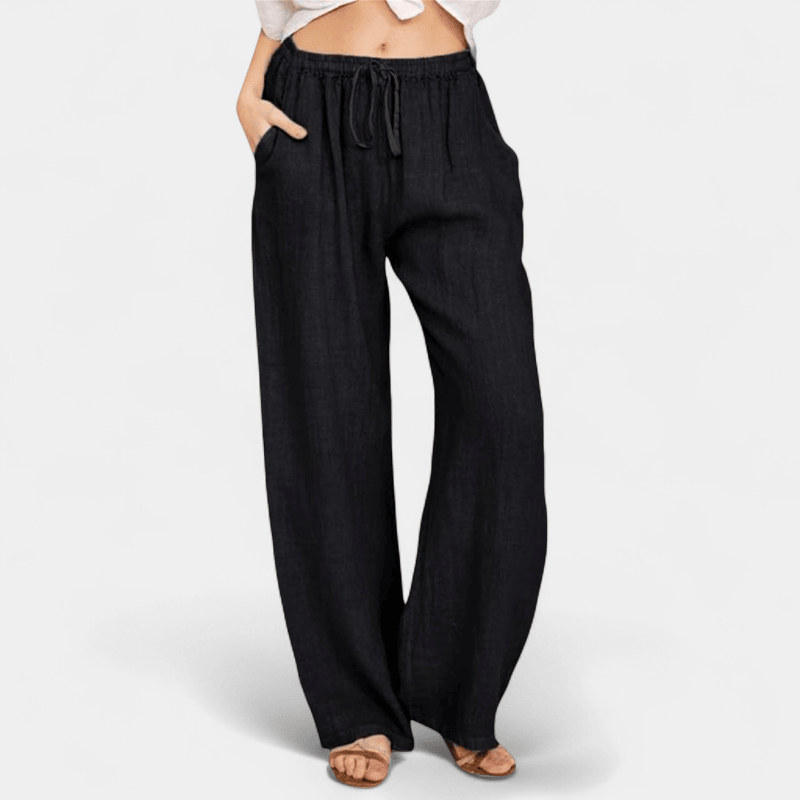 Gleame.-Gleame Broek - Dames wijde broek met ceintuur en losse pasvorm