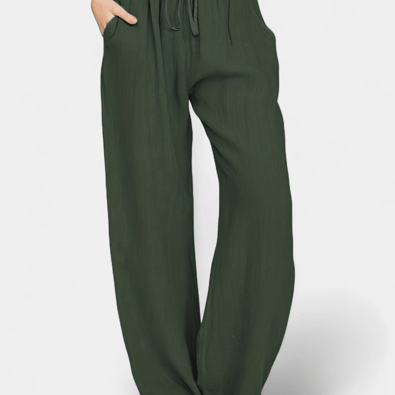 Gleame.-Gleame Broek - Dames wijde broek met ceintuur en losse pasvorm