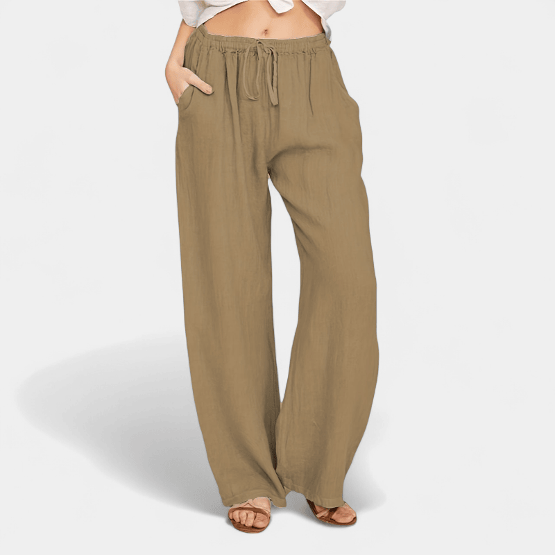 Gleame.-Gleame Broek - Dames wijde broek met ceintuur en losse pasvorm